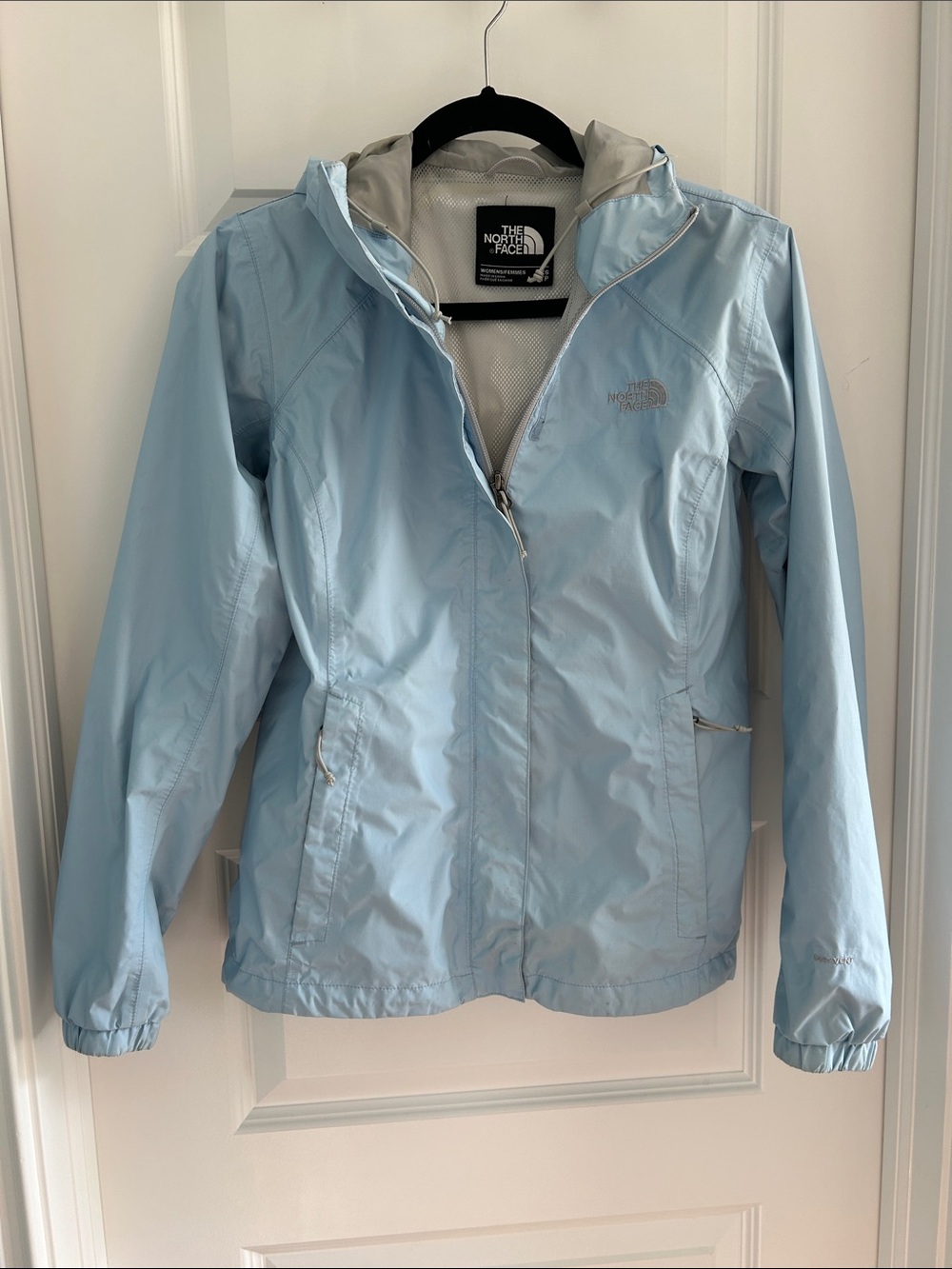 The North Face Women's Size XS Pale Blue Hooded Rain Shell Jacket